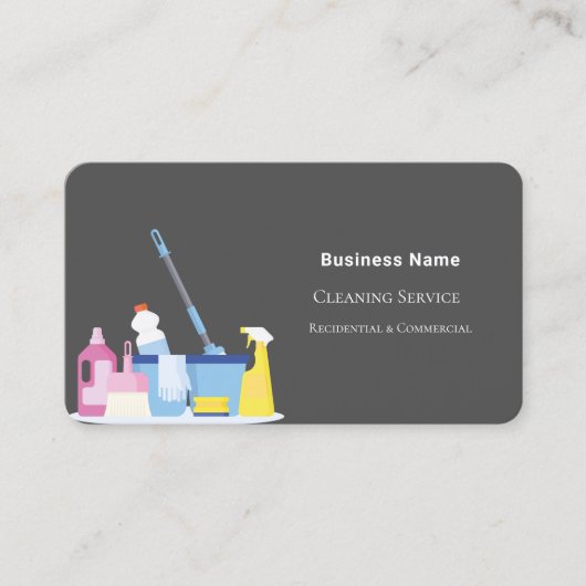 Reinigungsdienst Grauer Foto QR-Code Visitenkarte (Vorderseite)