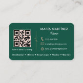 Reinigungsdienst Grüner QR-Code Professionell Visitenkarte (Rückseite)