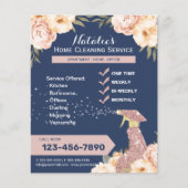 Reinigungsdienst Haushaltshilfe Blumennagel Blau Flyer (Vorne)