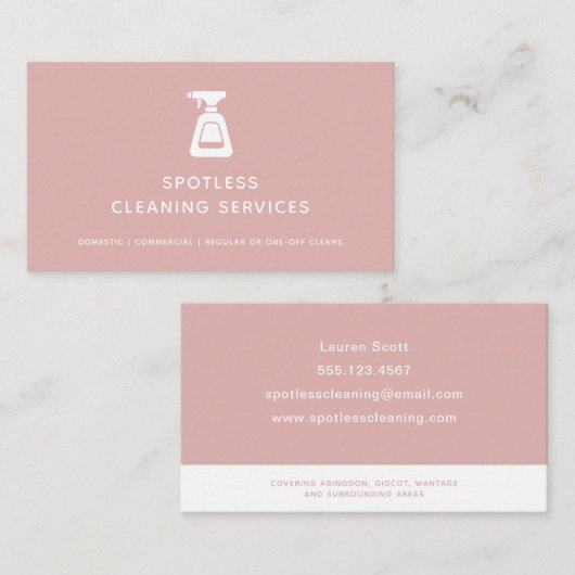 Reinigungsdienst Haushaltshilfe Dusty Pink Spray F Visitenkarte (Vorne/Hinten)