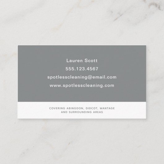 Reinigungsdienst Haushaltshilfe graue Spray Flasch Visitenkarte (Rückseite)