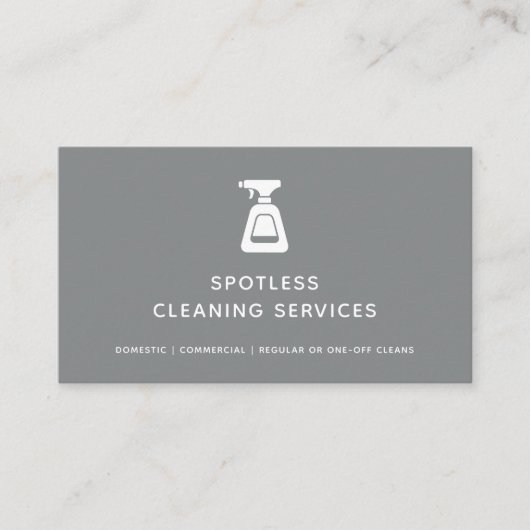 Reinigungsdienst Haushaltshilfe graue Spray Flasch Visitenkarte (Vorderseite)