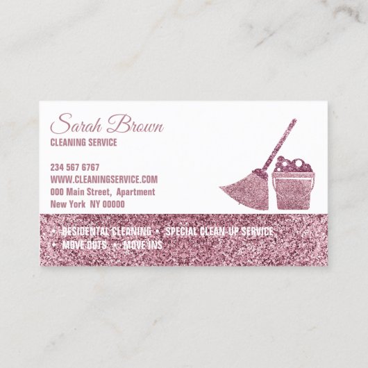 Reinigungsdienst Haushaltshilfe Janitorial rosa Fu Visitenkarte (Rückseite)