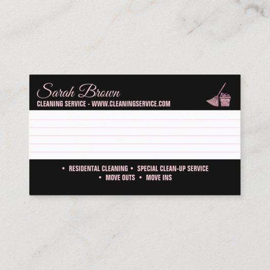 Reinigungsdienst Haushaltshilfe Janitorial Visitenkarte (Rückseite)