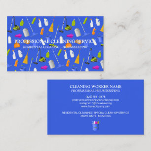 Reinigungsdienst Icons Cute blau Visitenkarte
