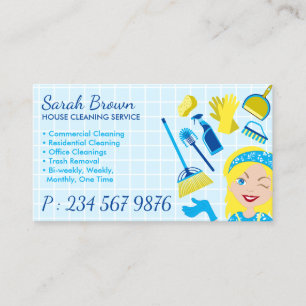 Reinigungsdienst Janitorial Lady Blonde Visitenkarte