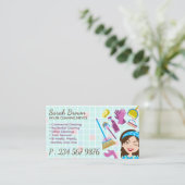 Reinigungsdienst Janitorial Lady Visitenkarte (Stehend Vorderseite)