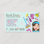 Reinigungsdienst Janitorial Lady Visitenkarte (Vorderseite)