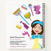 Reinigungsdienst Lady Janitorial Niedlicher Cartoo Notizblock (Rückseite)