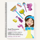 Reinigungsdienst Lady Janitorial Niedlicher Cartoo Notizblock (Vorderseite)