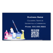 Reinigungsdienst Marine blauer QR-Code Magnetische Visitenkarte (Vorderseite)