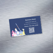 Reinigungsdienst Marine blauer QR-Code Magnetische Visitenkarte (Beispiel)