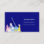 Reinigungsdienst Marine Blue Foto QR-Code Premium Visitenkarte (Vorderseite)