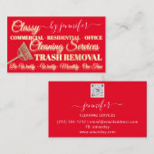 Reinigungsdienst Müllentfernung Dienstmädchen Rote Visitenkarte (Vorne/Hinten)