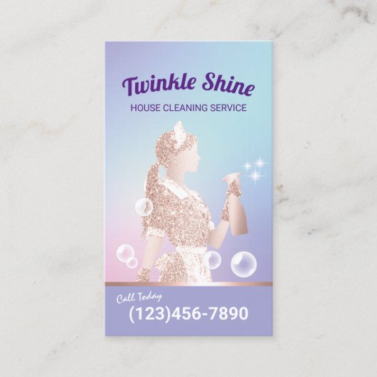 Reinigungsdienst Pastel Purple Housekeeping Visitenkarte (Vorderseite)