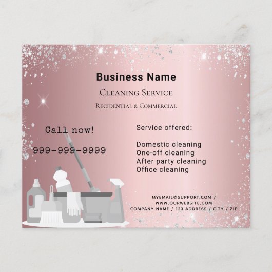 Reinigungsdienst Rosa Glitzer Stäube QR Flyer (Vorne)