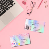 Reinigungsdienst rosa holografischer QR-Code Visitenkarte