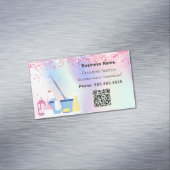 Reinigungsdienst rosa holograpgischer QR-Code Magnetische Visitenkarte (Beispiel)