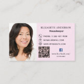 Reinigungsdienst rosa QR-Foto-Prämie Visitenkarte (Rückseite)
