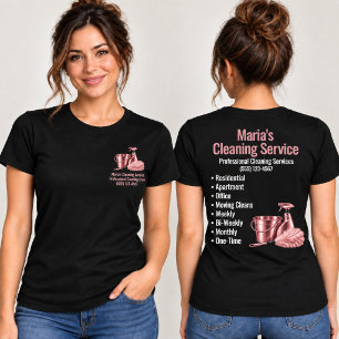 Reinigungsdienst Rosa Service Frau Schwarz T-Shirt
