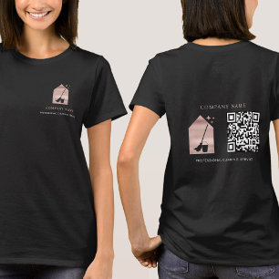 Reinigungsdienst Rose Gold Logo QR Code Schwarz T-Shirt
