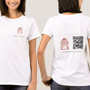Reinigungsdienst Rose Gold Logo QR Code Weiß T-Shirt