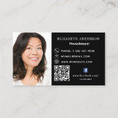 Reinigungsdienst Schwarzer Glitzer Staub QR-Code F Visitenkarte (Rückseite)