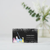 Reinigungsdienst Schwarzer Glitzer Staub QR-Code F Visitenkarte (Stehend Vorderseite)