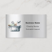 Reinigungsdienst Silber QR-Code für soziale Medien Visitenkarte (Vorderseite)