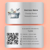 Reinigungsdienst Silber QR-Code für soziale Medien Visitenkarte