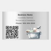 Reinigungsdienst Silber QR-Code Rechteckiger Aufkleber (Vorderseite)