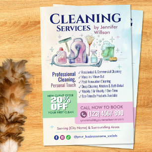 Reinigungsdienste - Aquarellbilder Flyer