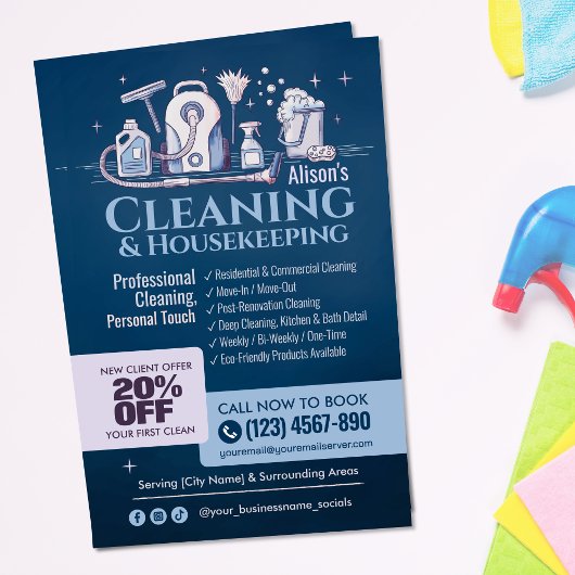 Reinigungsdienste - Aquarellbilder Flyer