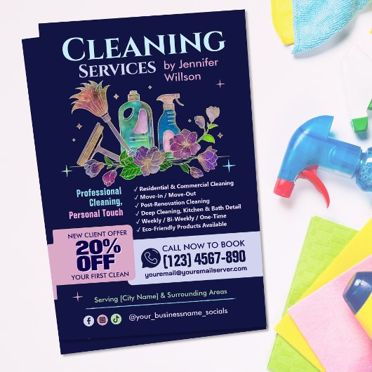 Reinigungsdienste - Aquarellbilder Flyer