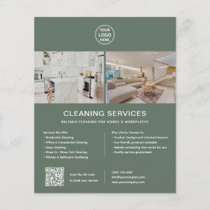Reinigungsdienste Benutzerlogo Grün QR Flyer