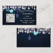 Reinigungsdienste Blue Maid Tropfen QR Floral Visitenkarte (Vorne/Hinten)