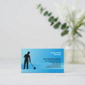 Reinigungsdienste Business Card Man Mopping Visitenkarte (Stehend Vorderseite)