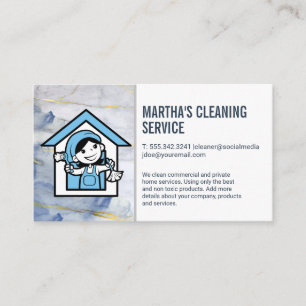 Reinigungsdienste   Cartoon Maid Dusting Visitenkarte