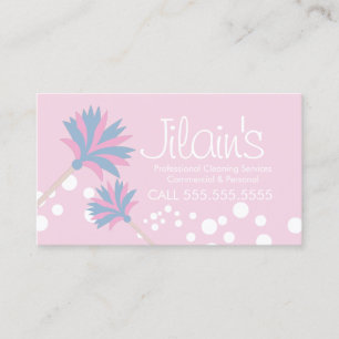 Reinigungsdienste Duster Pink Business Card Visitenkarte