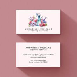 Reinigungsdienste Flora-Aquarell-Flasche Visitenkarte