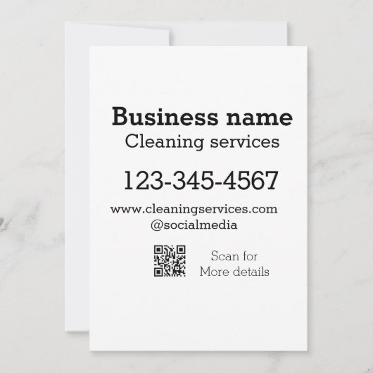 Reinigungsdienste fügen E-Mail-Adresse der Nummer Einladung (Vorderseite)