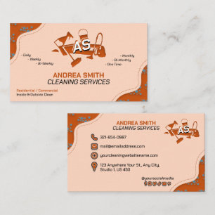 Reinigungsdienste für Berufliches Orange-Logo Visitenkarte