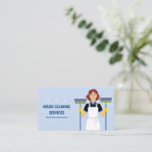 Reinigungsdienste für Cartoon Visitenkarte (Stehend Vorderseite)