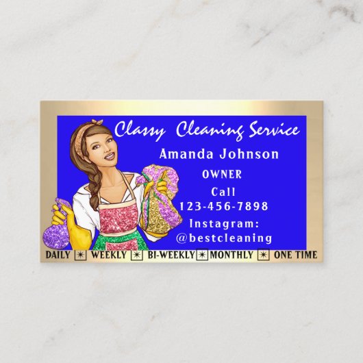 Reinigungsdienste für Classys House Maid Blue Visitenkarte (Vorderseite)
