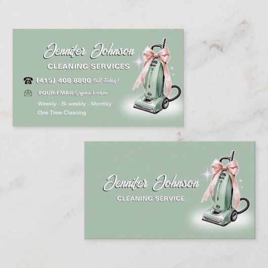 Reinigungsdienste für Girly Vacuum Visitenkarte (Vorne/Hinten)