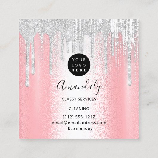 Reinigungsdienste für Haushaltshäuser Logo Grau Tr Quadratische Visitenkarte (Rückseite)