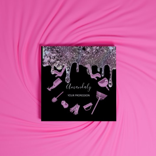 Reinigungsdienste für Haushaltshäuser - Logo-Logo Quadratische Visitenkarte