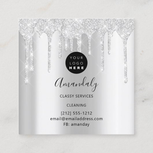 Reinigungsdienste für Haushaltshäuser Logo Royal B Quadratische Visitenkarte (Rückseite)