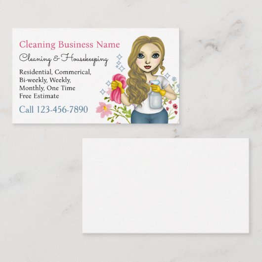 Reinigungsdienste für Haushaltshilfe Visitenkarte (Vorne/Hinten)