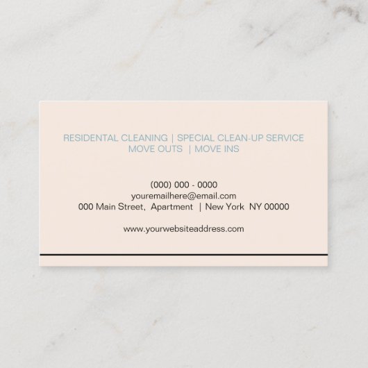 Reinigungsdienste für Janitorial Maid Blush House Visitenkarte (Rückseite)